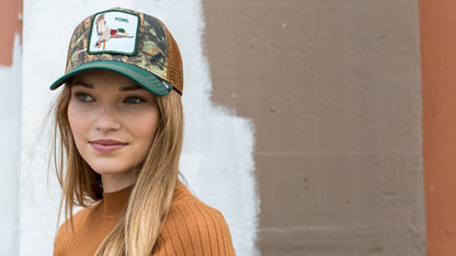 Goorin Bros. duck duck cotton 5 panel baseball cap Green  hero shot on female model