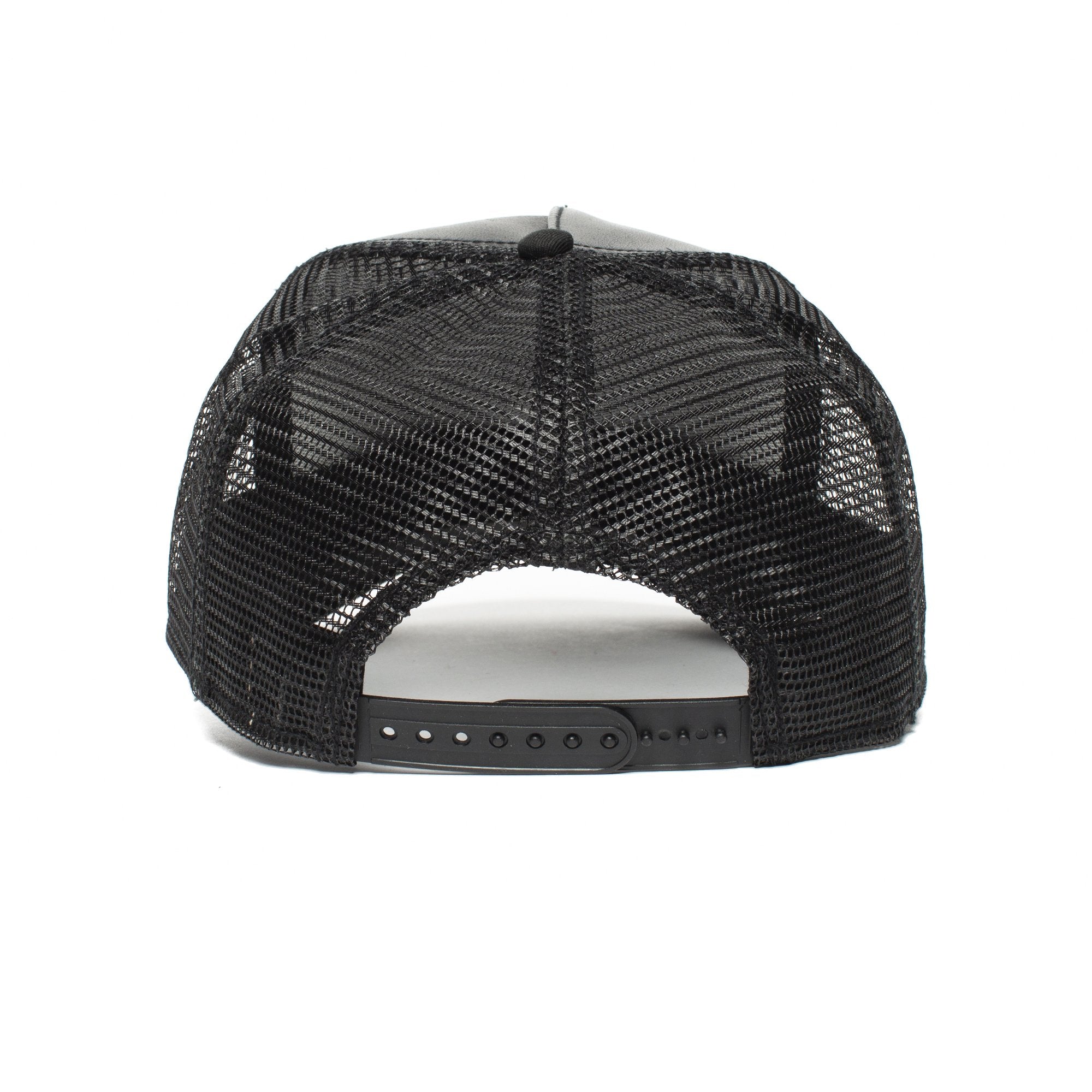 Goorin Bros. your majesty leather 5 panel trucker baseball cap Black back view