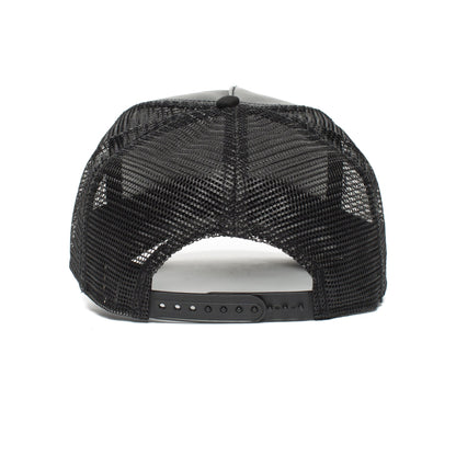 Goorin Bros. your majesty leather 5 panel trucker baseball cap Black back view