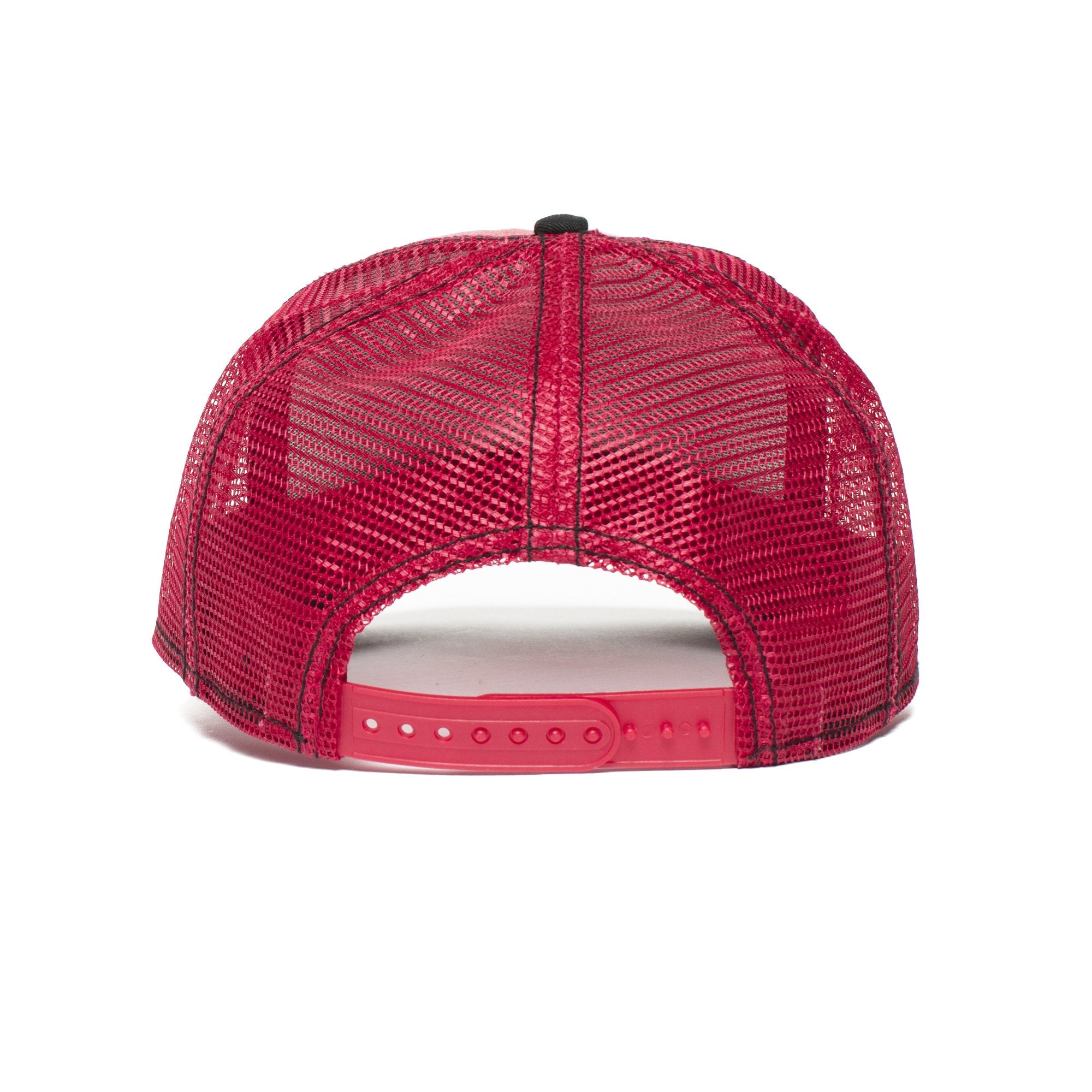 Goorin Bros. doodle leather 5 panel trucker baseball cap Red back view