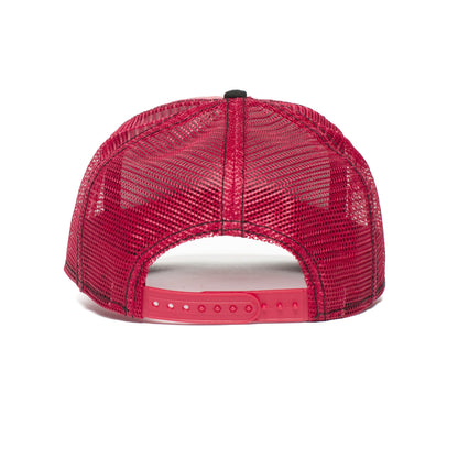 Goorin Bros. doodle leather 5 panel trucker baseball cap Red back view