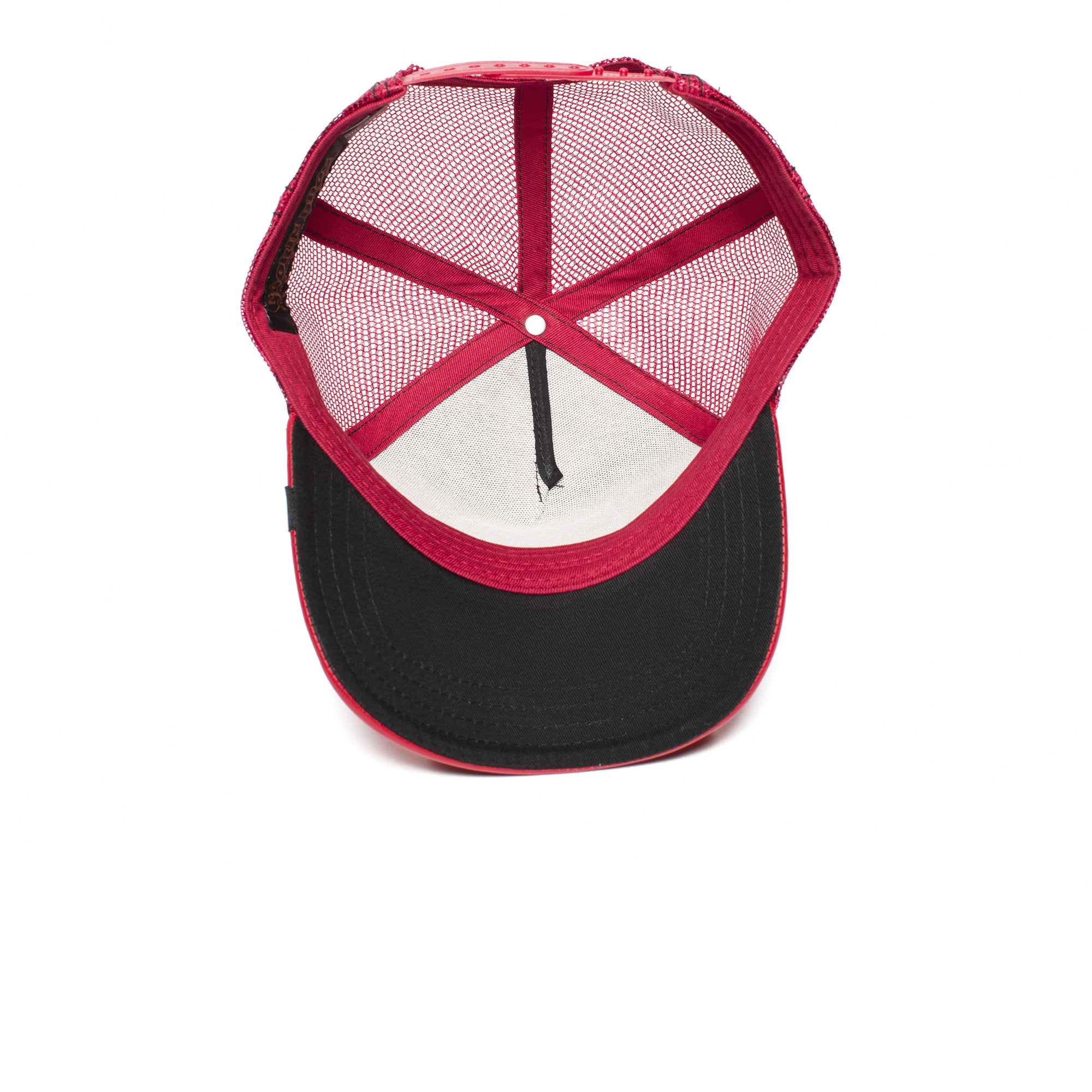 Goorin Bros. doodle leather 5 panel trucker baseball cap Red under view
