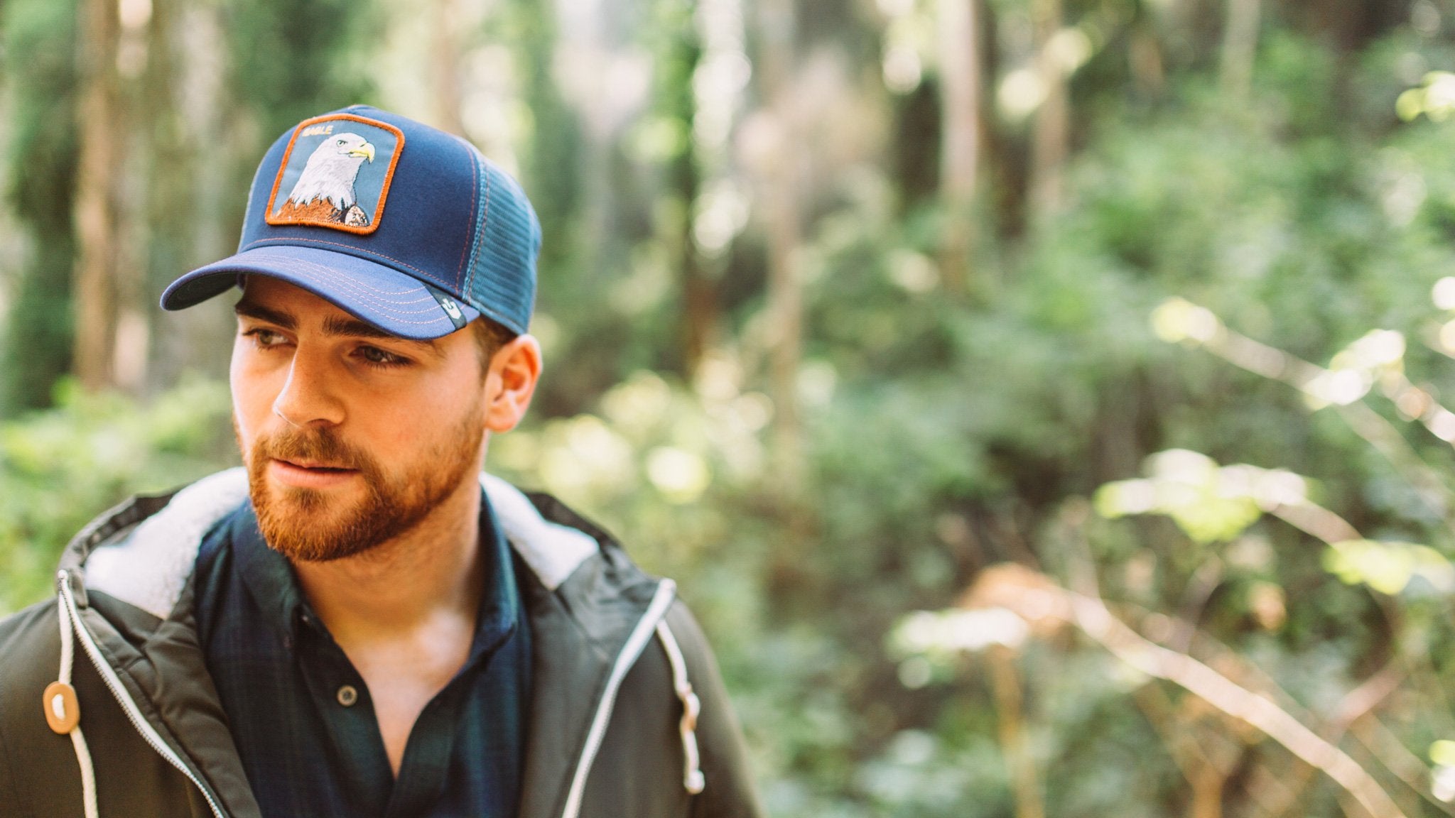 Goorin Bros. flying eagle cotton 5 panel baseball cap Navy  hero shot on male model