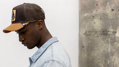 Goorin Bros. turkey cotton 5 panel baseball cap Brown  hero shot on male model