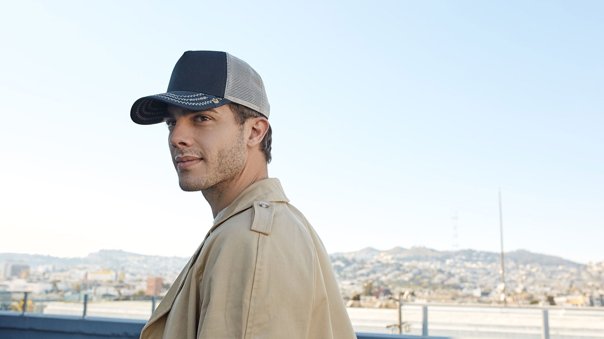 Goorin Bros. black out cotton 5 panel baseball cap Black hero shot on male model