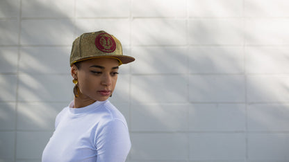 Goorin Bros. gold mind pu baseball cap Gold hero shot on female model