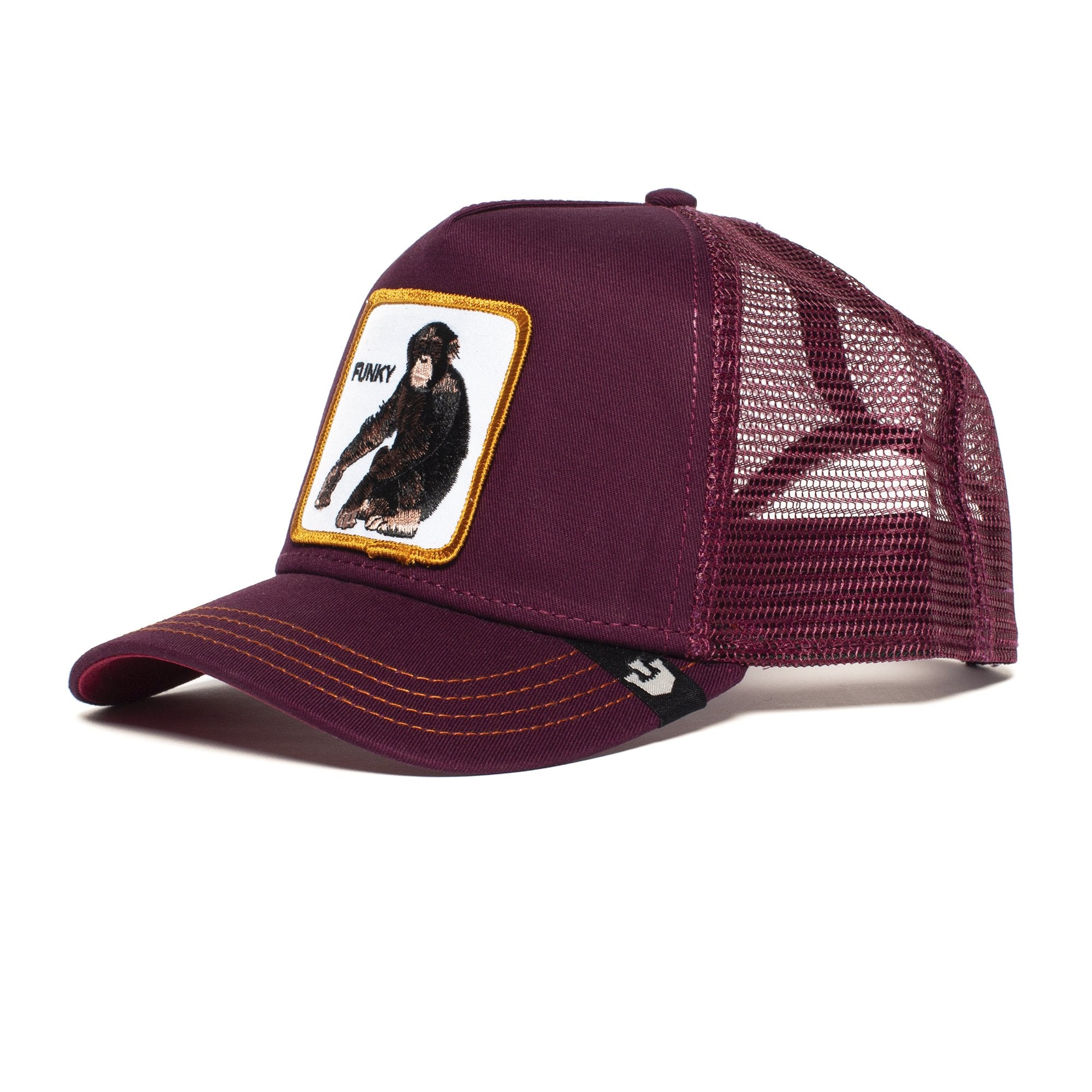 Goorin Bros. funky monkey cotton 5 panel baseball cap Maroon left side view
