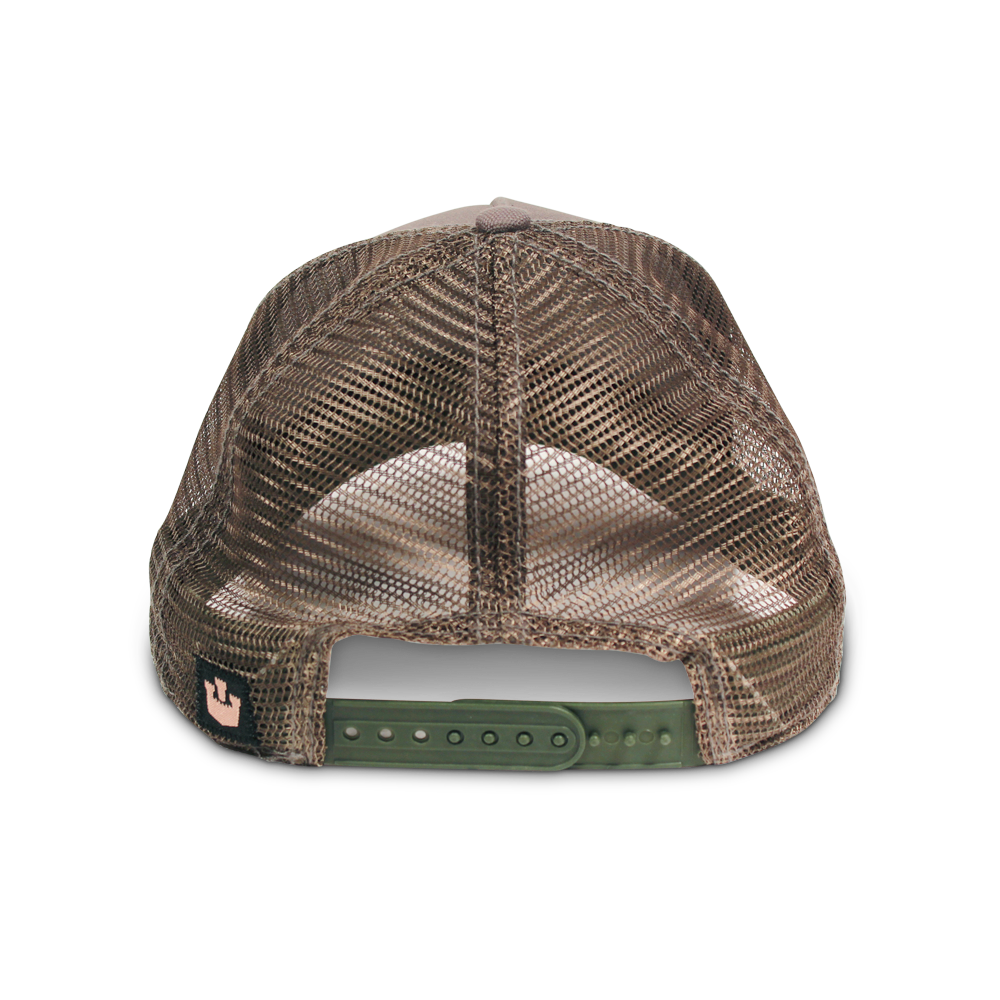 Goorin Bros. donkey ass cotton trucker baseball cap Back label Olive back view