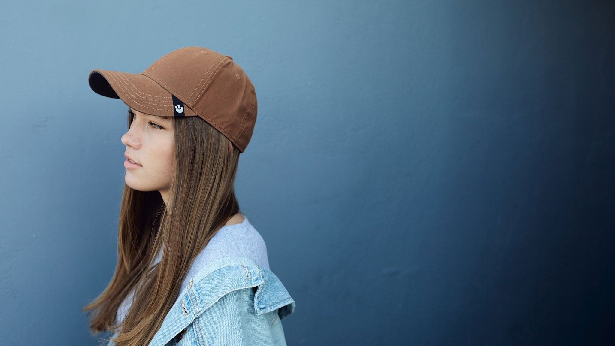 Goorin Bros. quinn cotton 6 panel baseball cap Brown hero shot on female model