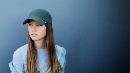 Goorin Bros. quinn cotton 6 panel baseball cap Forest hero shot on female model