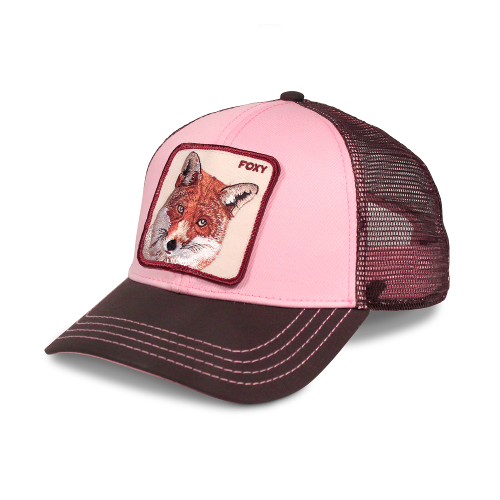Goorin Bros. foxy baby trucker baseball cap Back label Pink left side view