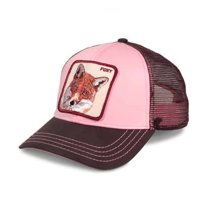 Goorin Bros. foxy baby trucker baseball cap Back label Pink left side view