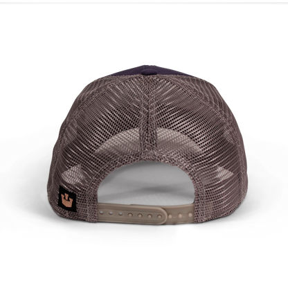 Goorin Bros. x the owl trucker baseball cap Back label Navy back view