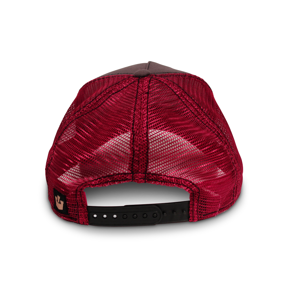 Goorin Bros. fever trucker baseball cap Back label Brown back view