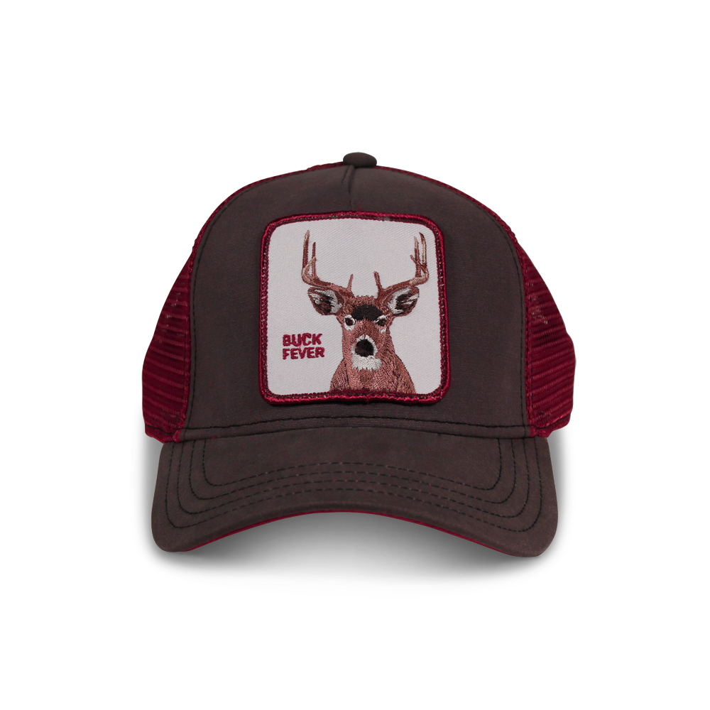 Goorin Bros. fever trucker baseball cap Back label Brown front view