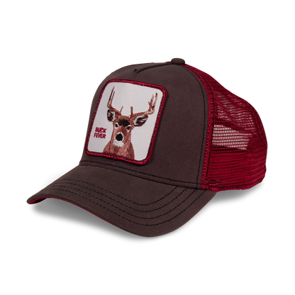 Goorin Bros. fever trucker baseball cap Back label Brown left side view