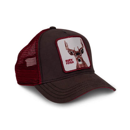 Goorin Bros. fever trucker baseball cap Back label Brown right side view