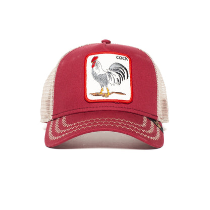 Goorin Bros. rooster cotton trucker baseball cap Red front view