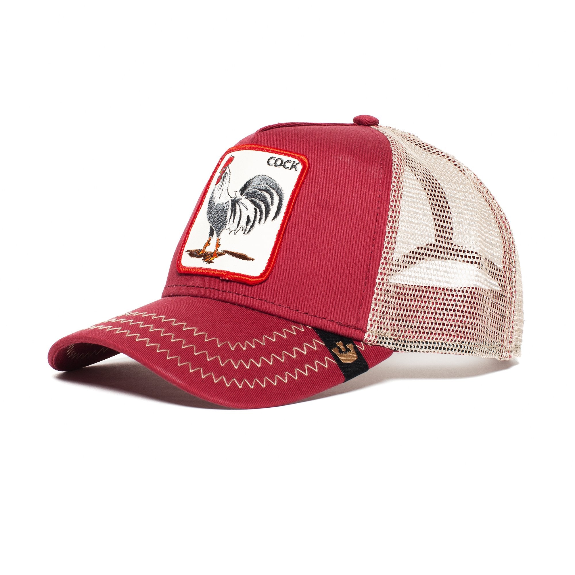 Goorin Bros. rooster cotton trucker baseball cap Red left side view