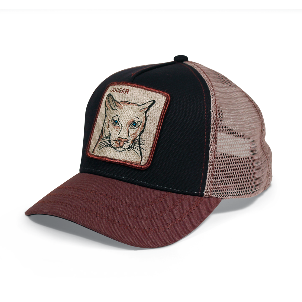 Goorin Bros. cougar trucker baseball cap Back label Navy left side view