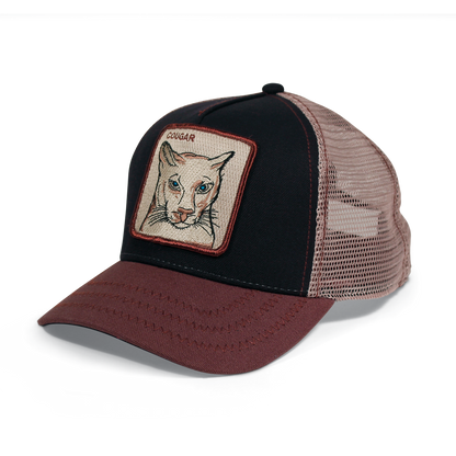Goorin Bros. cougar trucker baseball cap Back label Navy left side view