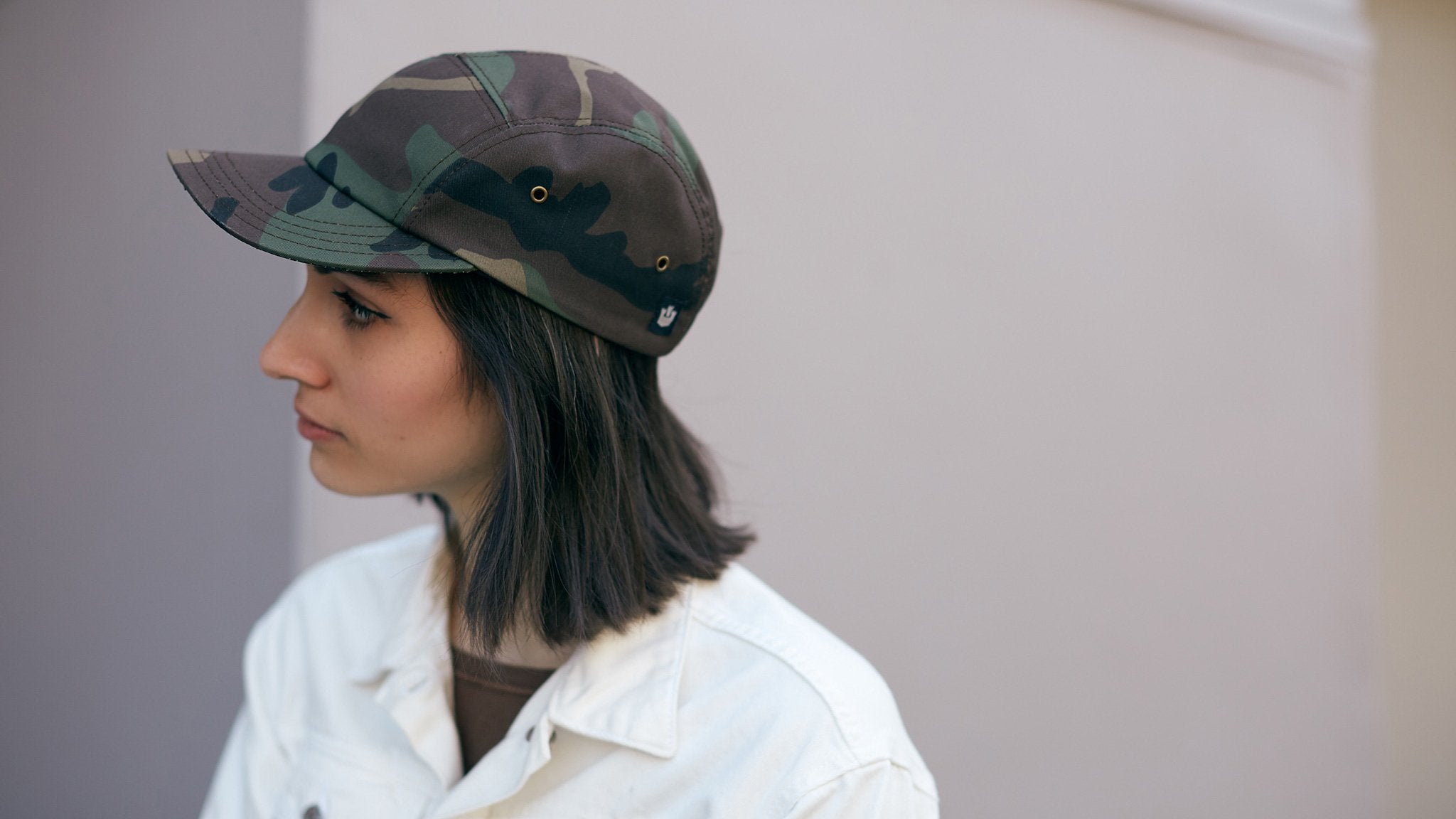 Goorin Bros. out here cotton camp cap cap Camouflage hero shot on female model