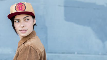 Goorin Bros. candlestick cotton 6 panel baseball cap Gold  hero shot on female model