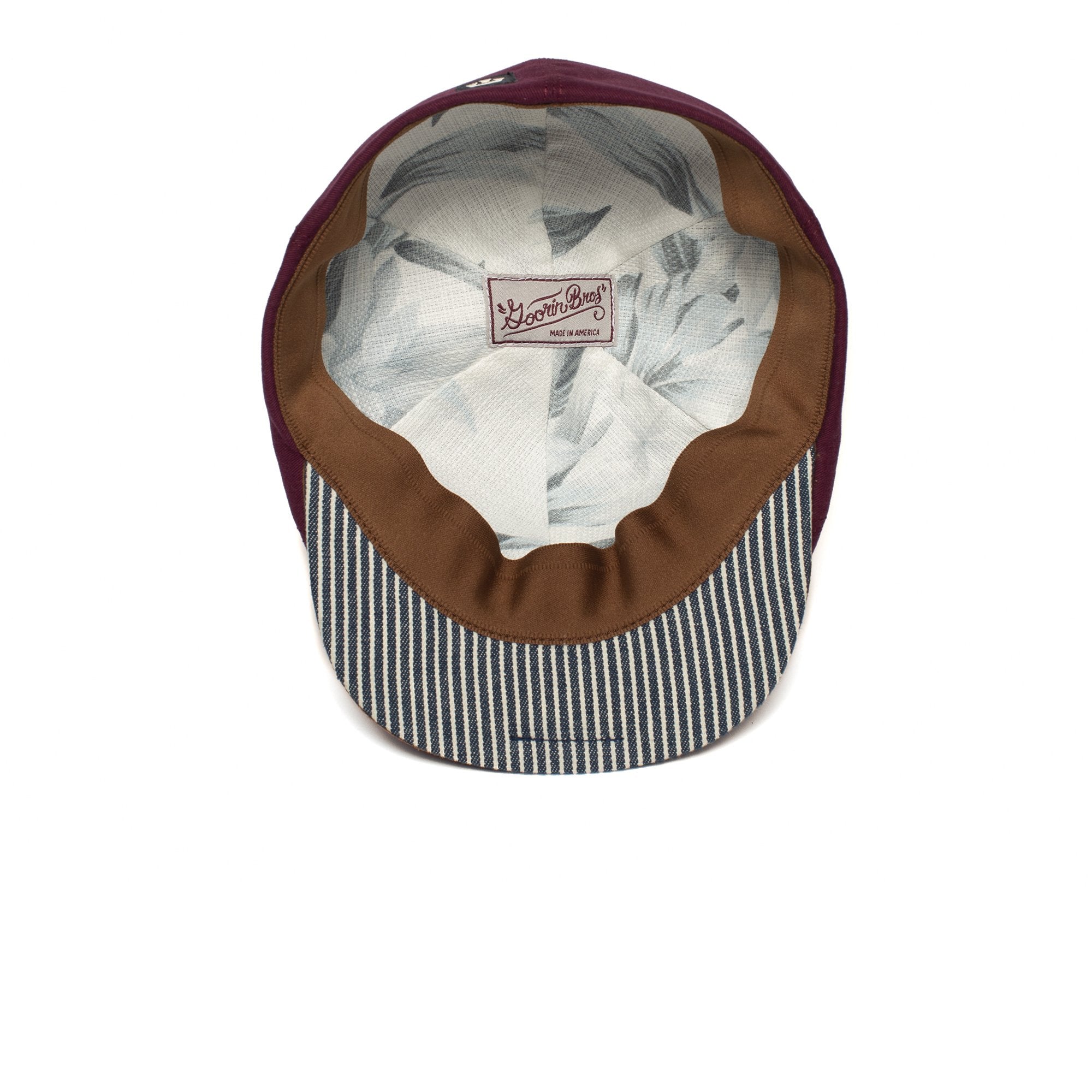 Goorin Bros. swamp water cotton 6 panel ivy flatcap Burgundy under view