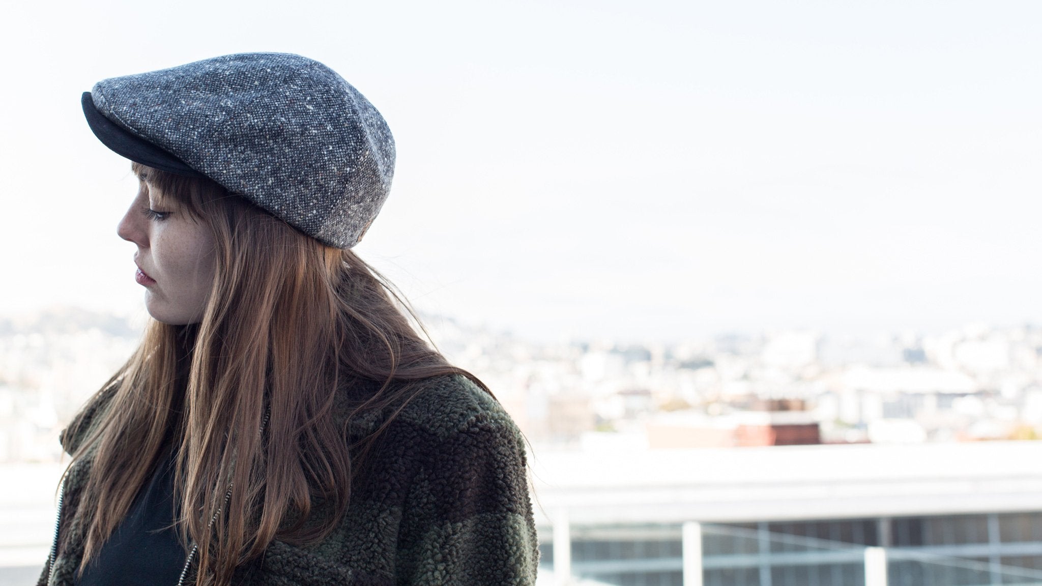 Goorin Bros. north point wool blend ivy flatcap Black  hero shot on female model