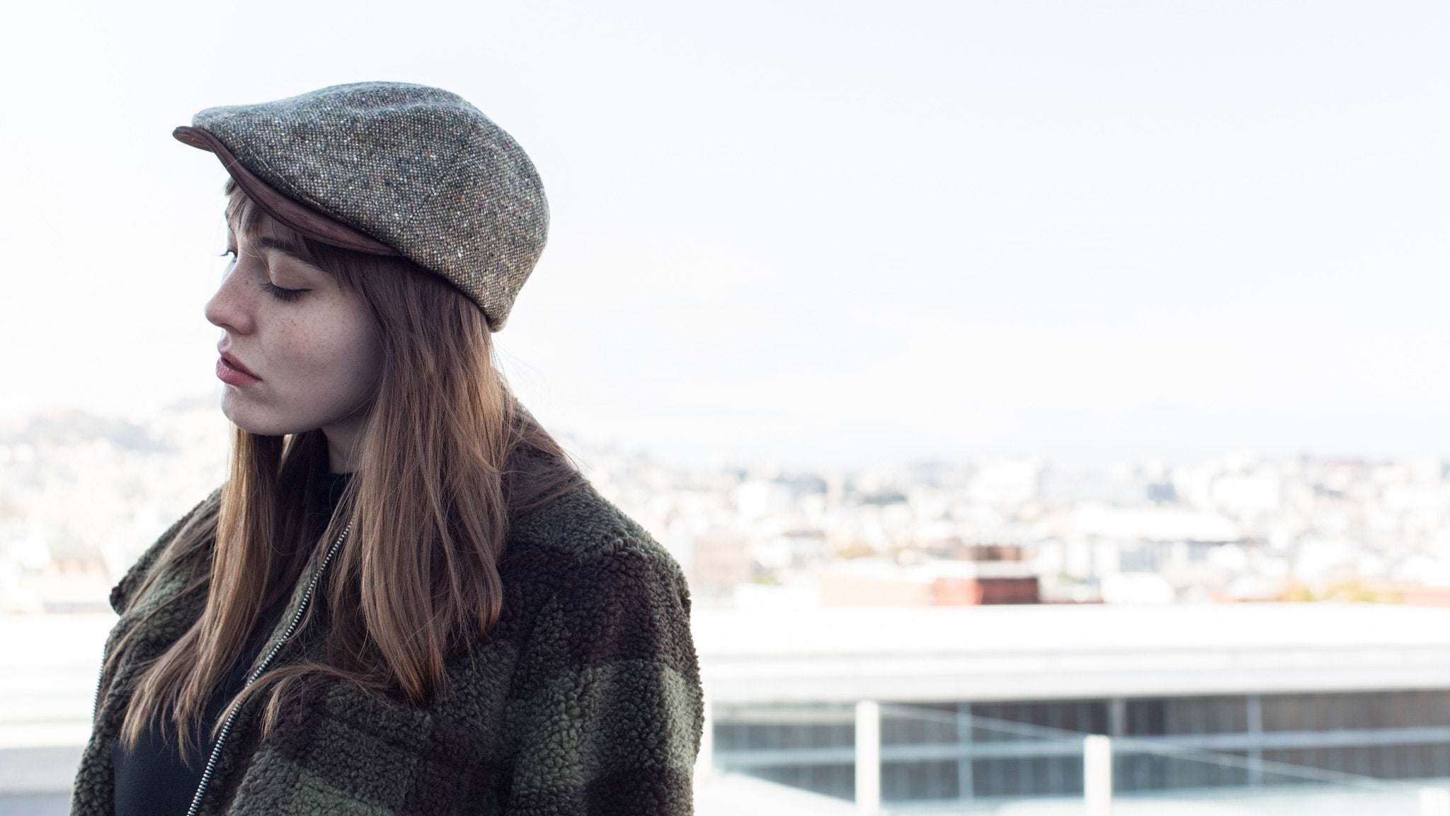 Goorin Bros. north point wool blend ivy flatcap Brown  hero shot on female model