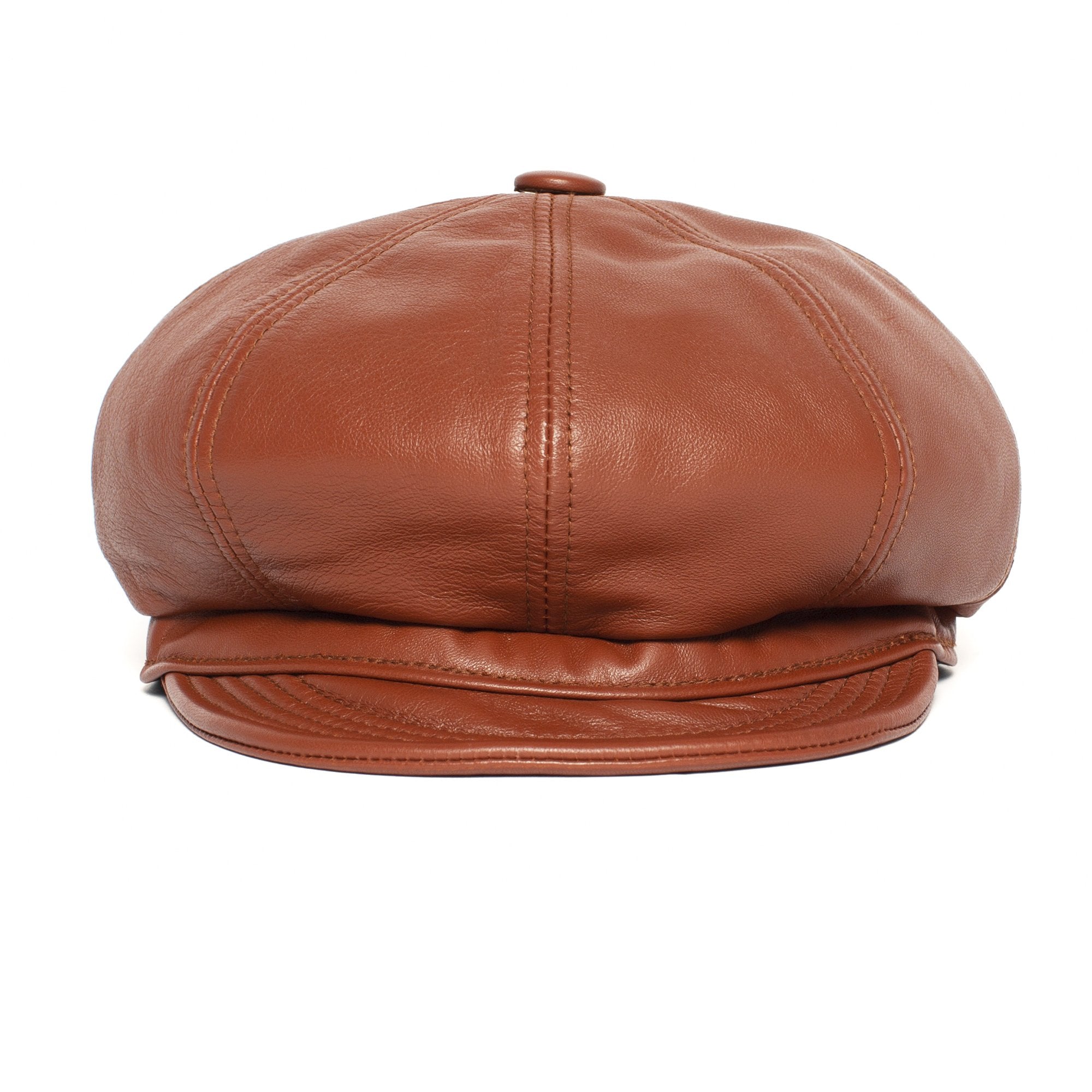 Goorin Bros. shortstack leather ivy flatcap Whiskey front view