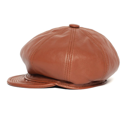 Goorin Bros. shortstack leather ivy flatcap Whiskey side view