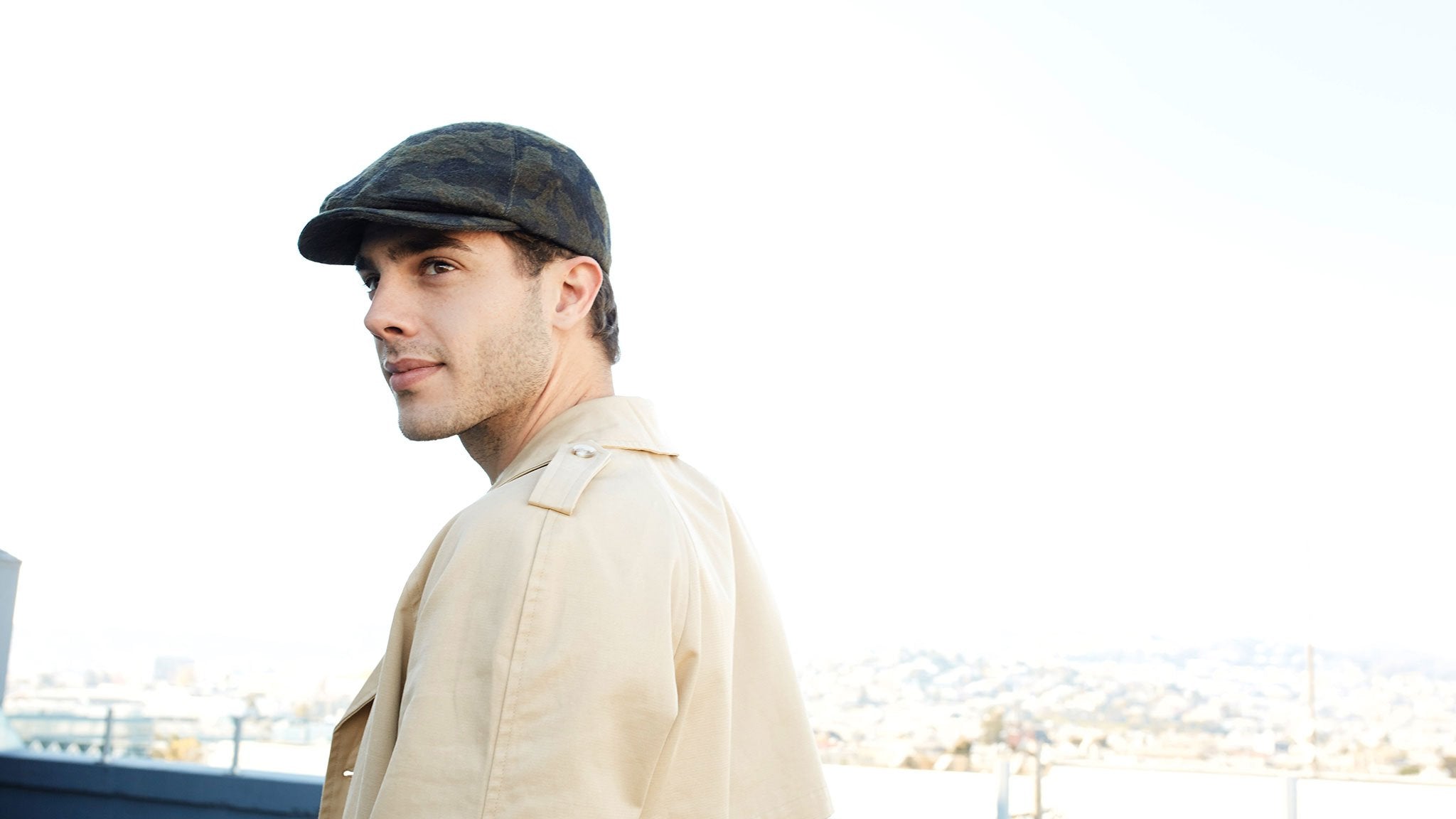 Goorin Bros. hidden views wool blend 6 panel ivy flatcap Olive hero shot on male model