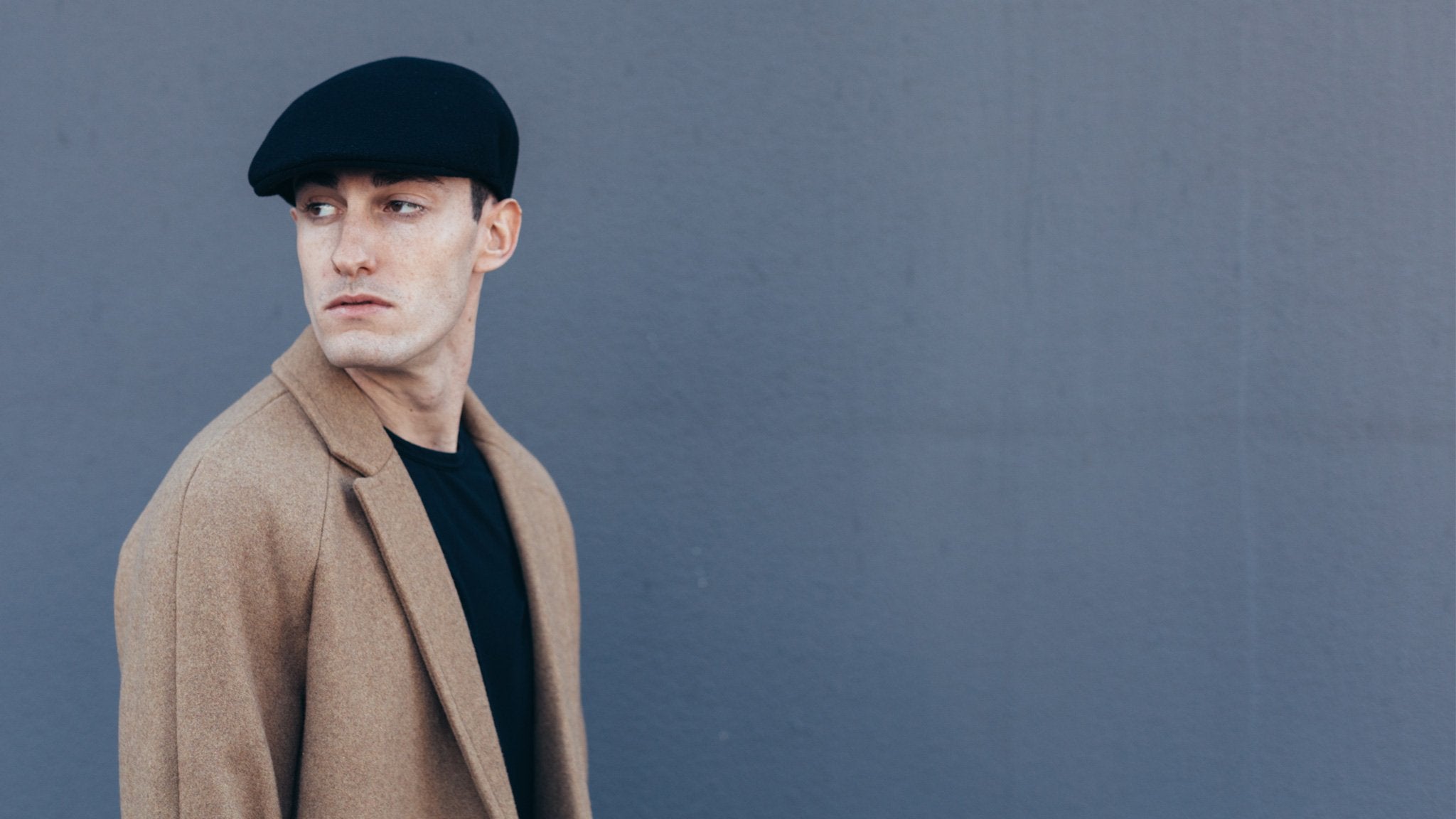 Goorin Bros. milan winters wool blend blocked ivy flatcap Black  hero shot on male model