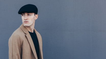 Goorin Bros. milan winters wool blend blocked ivy flatcap Black  hero shot on male model
