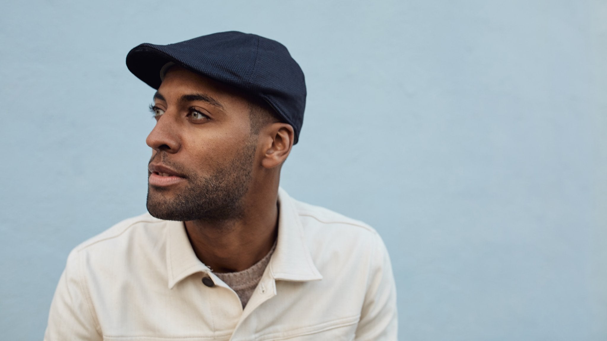 Goorin Bros. clean oceans cotton 6 panel ivy flatcap Black hero shot on male model