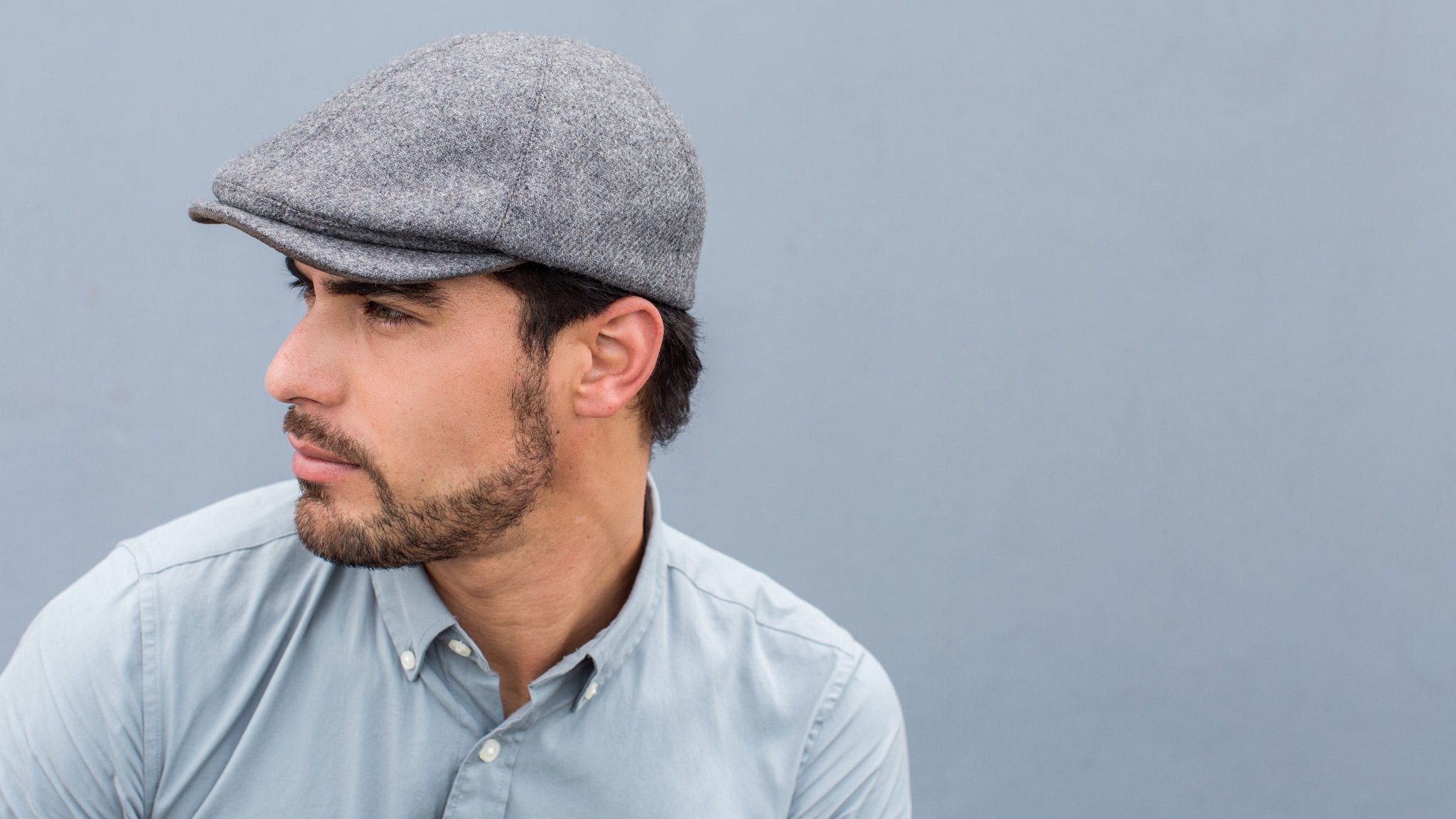 Goorin Bros. ronald amos wool blend 6 panel ivy flatcap Charcoal  hero shot on male model