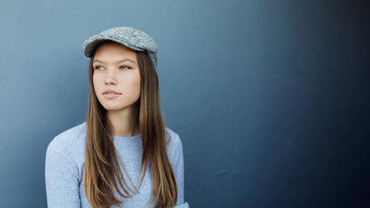 Goorin Bros. campbell ivy flatcap Grey hero shot on female model