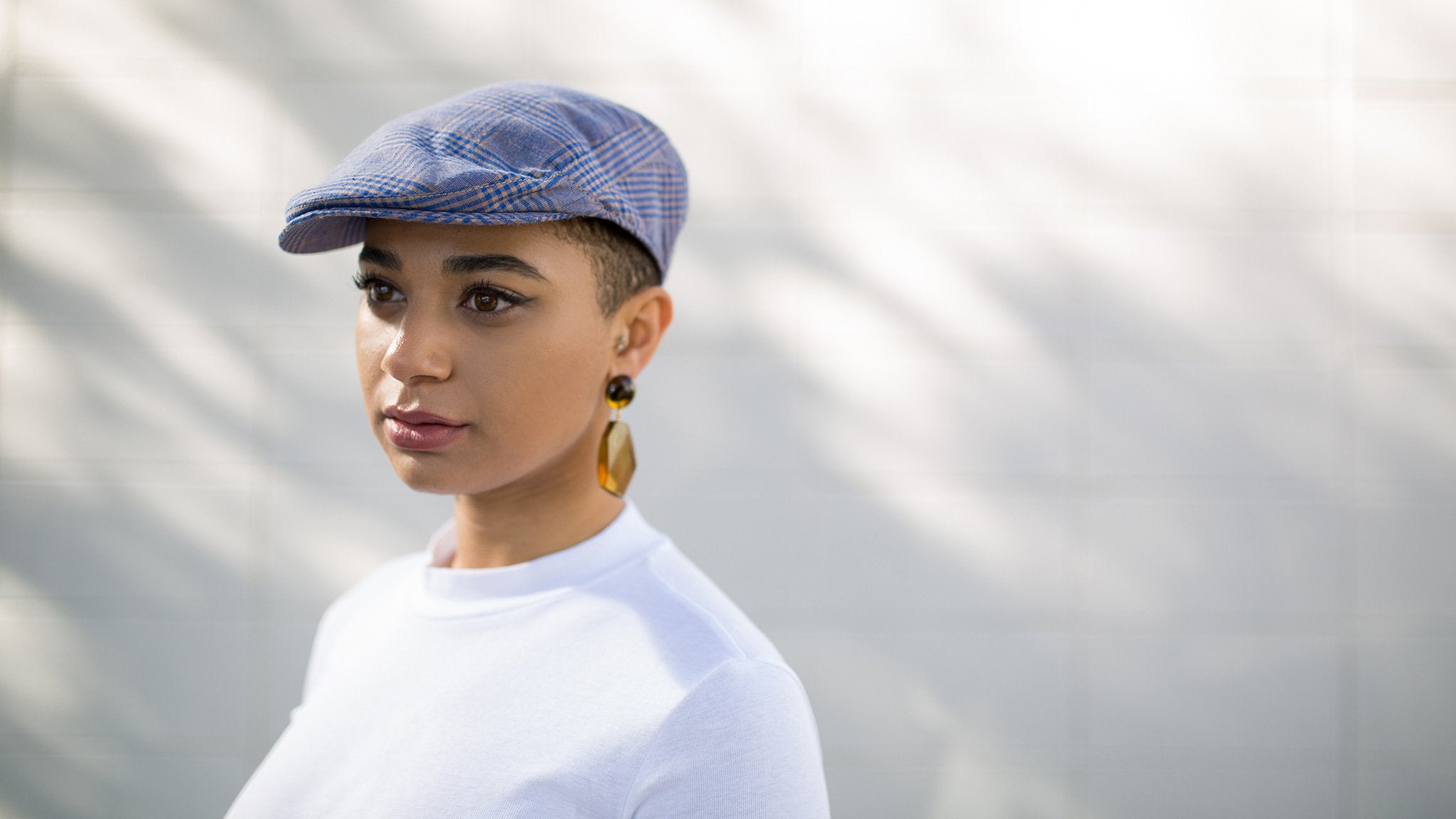 Goorin Bros. happy jones ivy flatcap Blue hero shot on female model