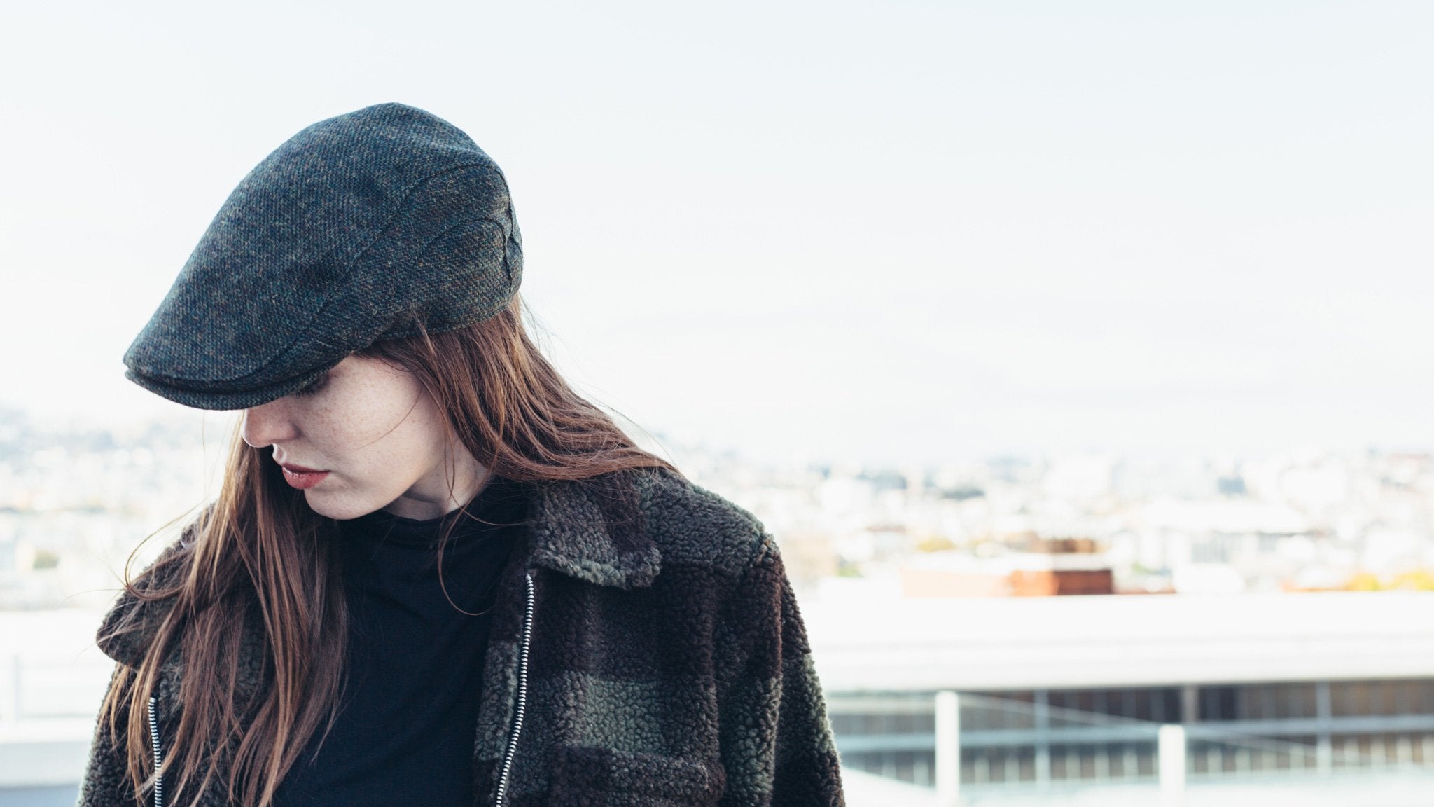 Goorin Bros. high road cotton low profile ivy flatcap Olive  hero shot on female model