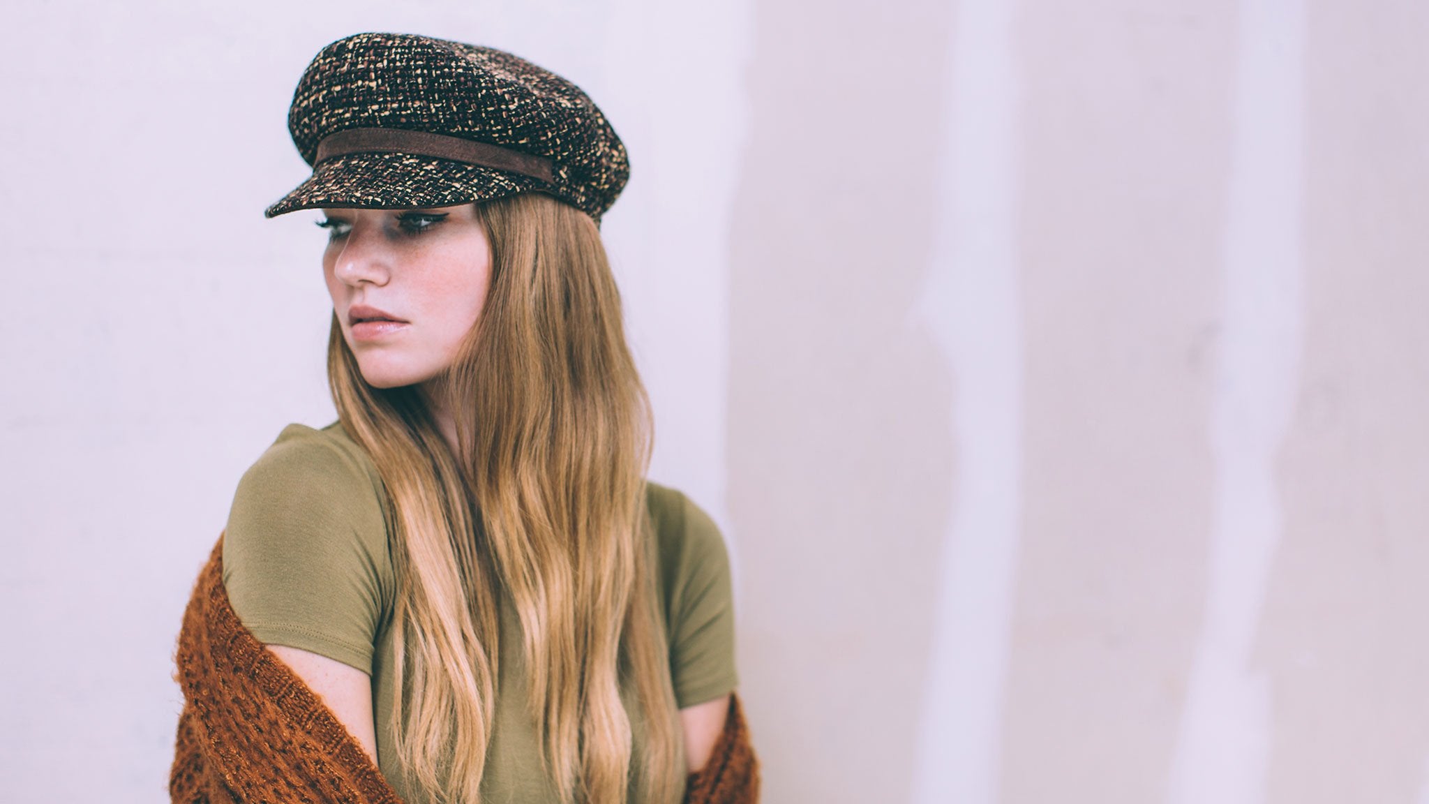 Goorin Bros. aspen wool greek fisherman Brown  hero shot on female model