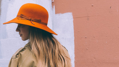 Goorin Bros. rhea love wool blend floppy hat Orange  hero shot on female model