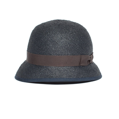 Goorin Bros. sugar cane straw cloche hat Navy front view
