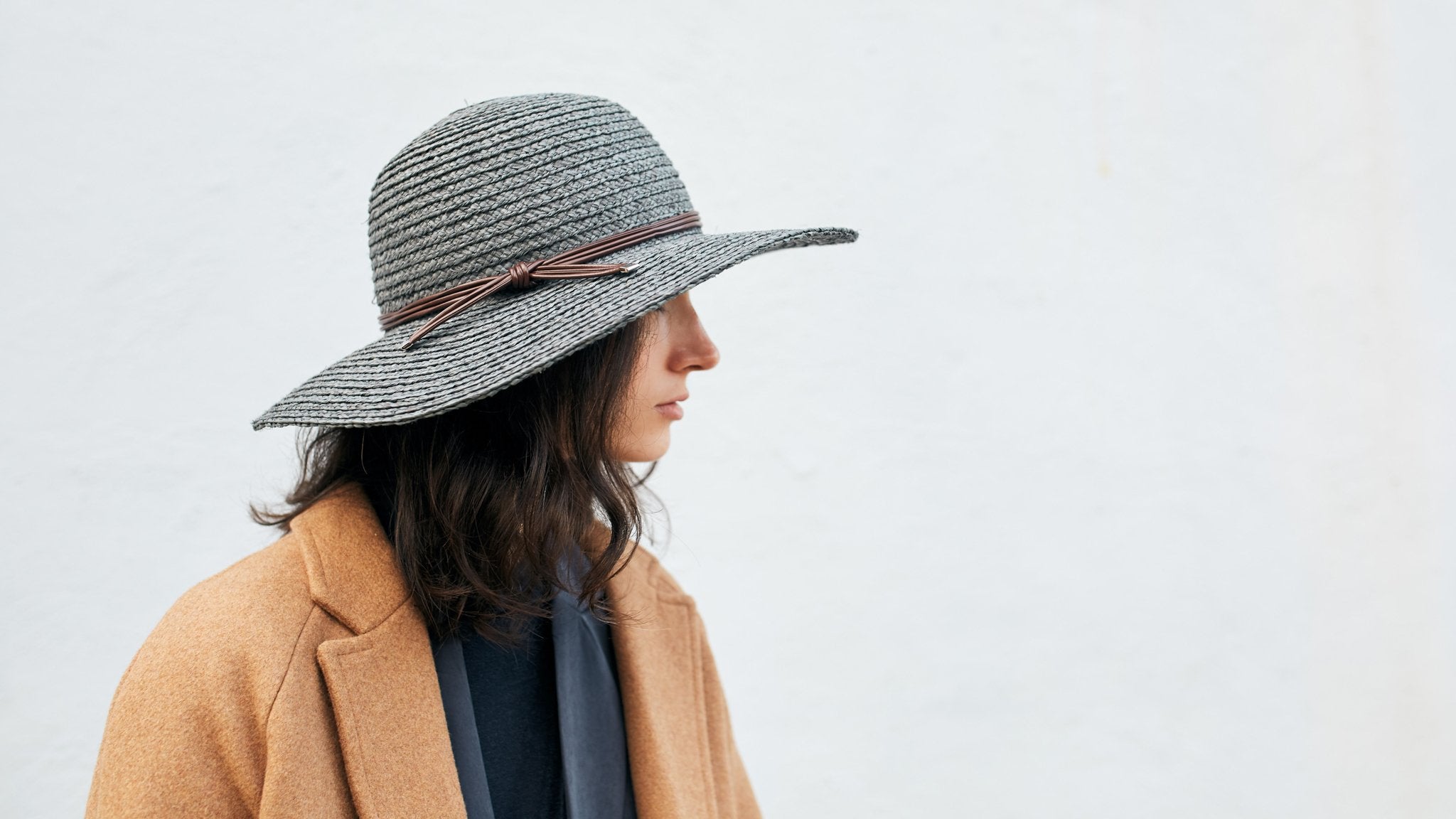 Goorin Bros. ellery straw wide brim floppy hat Blue hero shot on female model