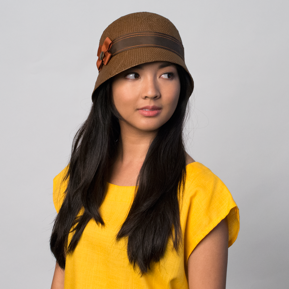 Goorin Bros. eleni rose straw asymmetric cloche hat Brown  womens styling
