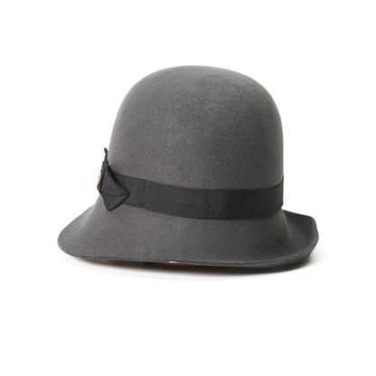 Goorin Bros. lady jean wool blend asymmetric cloche hat Grey back view