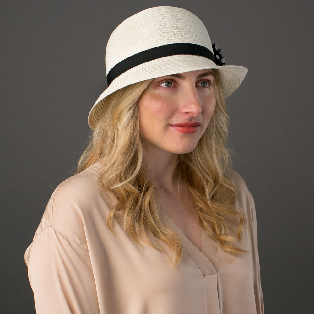 Goorin Bros. in the money straw cloche hat White  womens styling