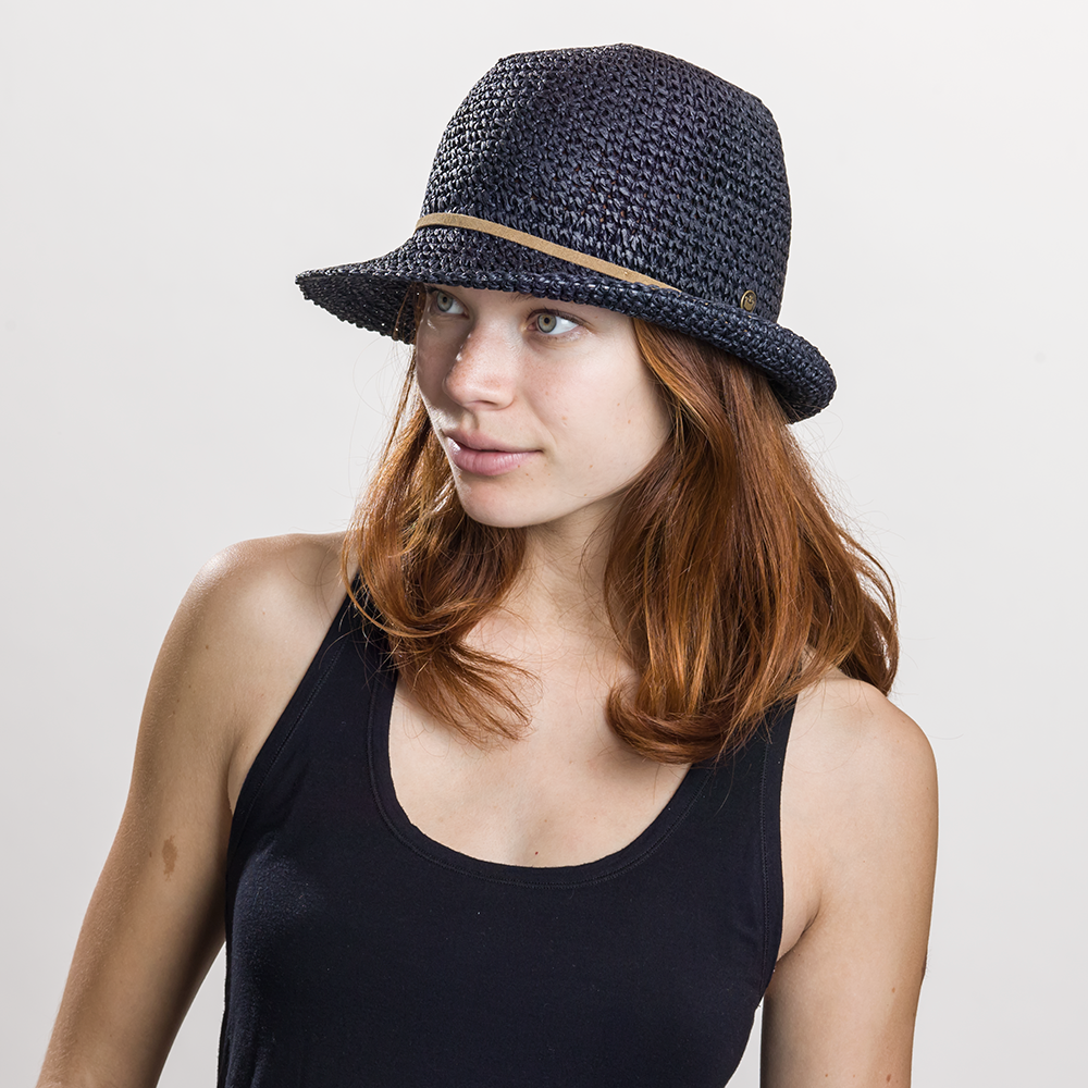 Goorin Bros. mrs scarrone straw cloche hat Navy  womens styling