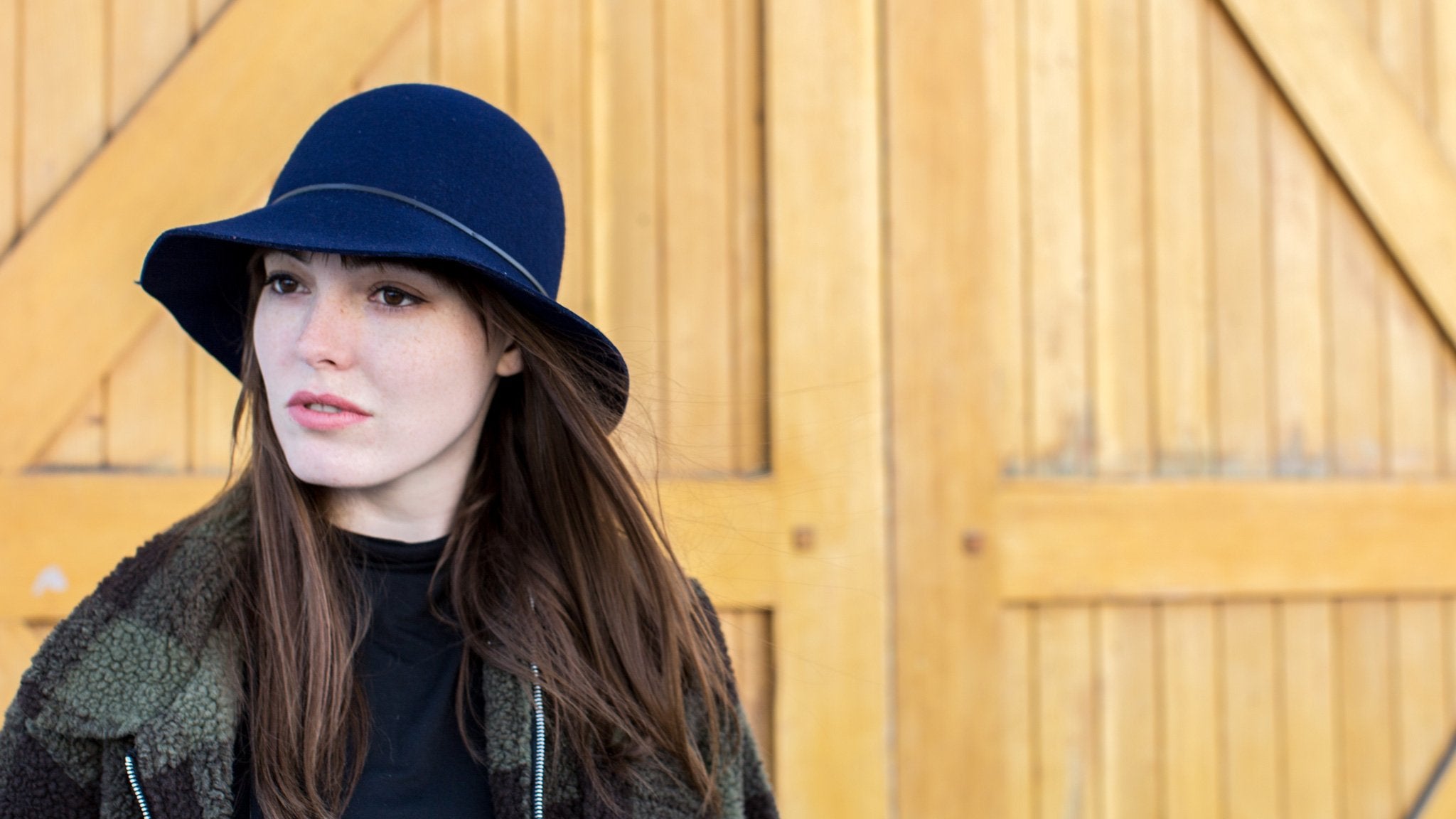 Goorin Bros. mrs blanc wool blend cloche hat Navy  hero shot on female model