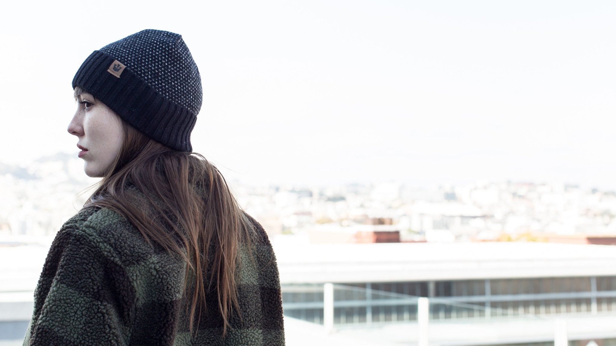 Goorin Bros. new york winter wool beanie Black  hero shot on female model